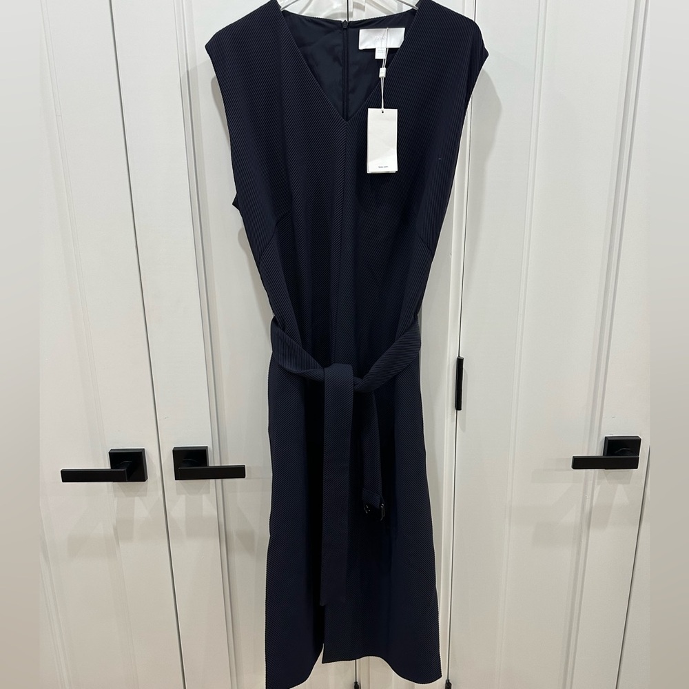 Brand new with tags Boss navy Ribbed V-Neck midi Dress